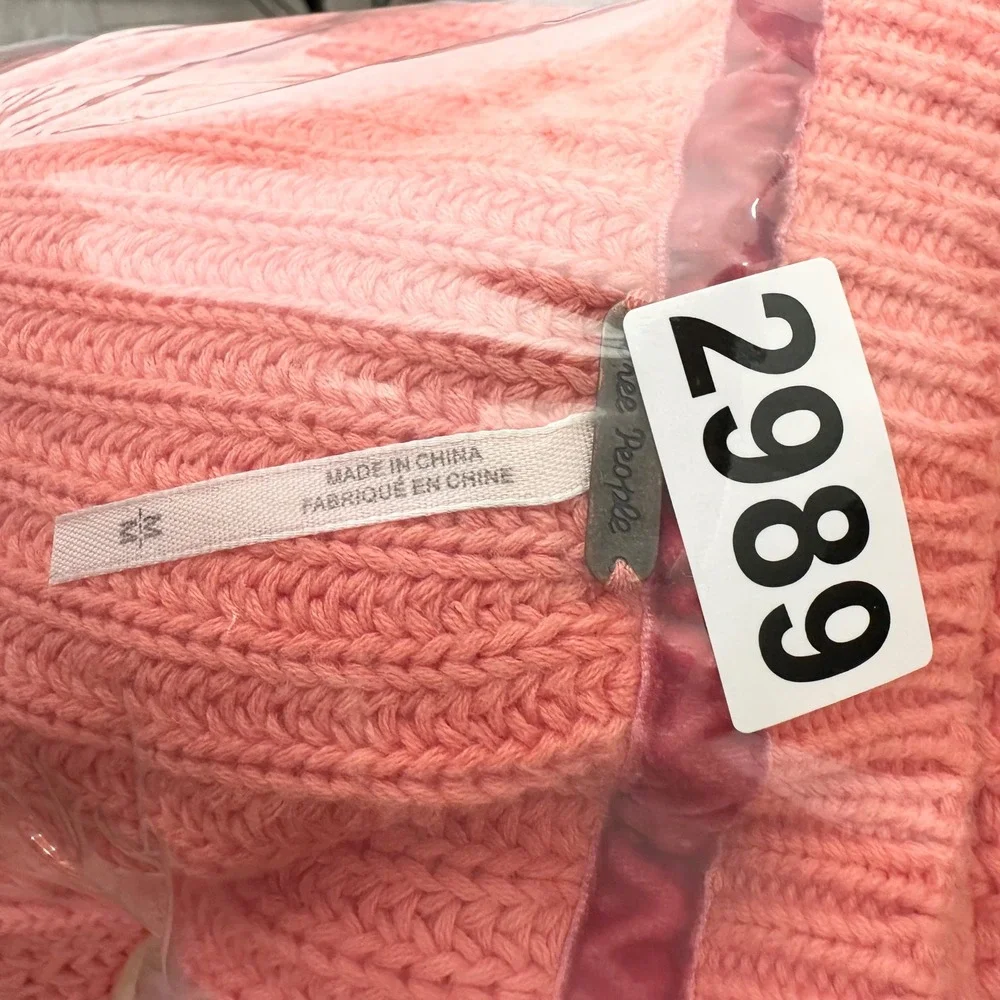 Free People Sweater Small Pullover Loose Bell Sleeve V Neck‎ Knit Cropped Coral